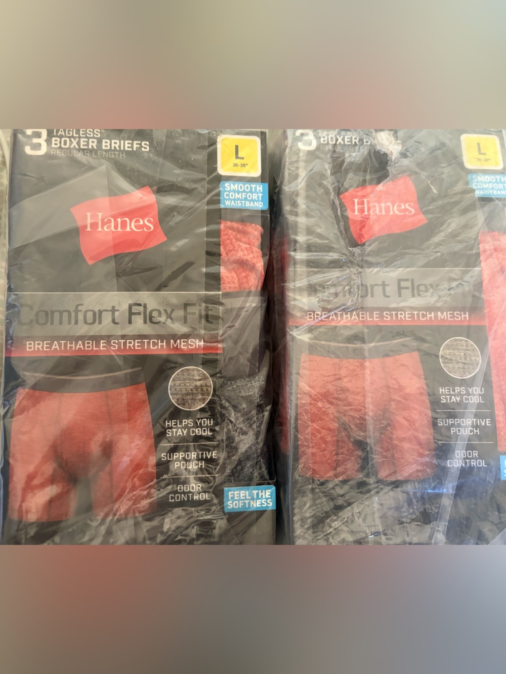Hanes Men's Breathable Stretch Mesh Boxer Briefs – Red 2 boxes of (3-Pack)